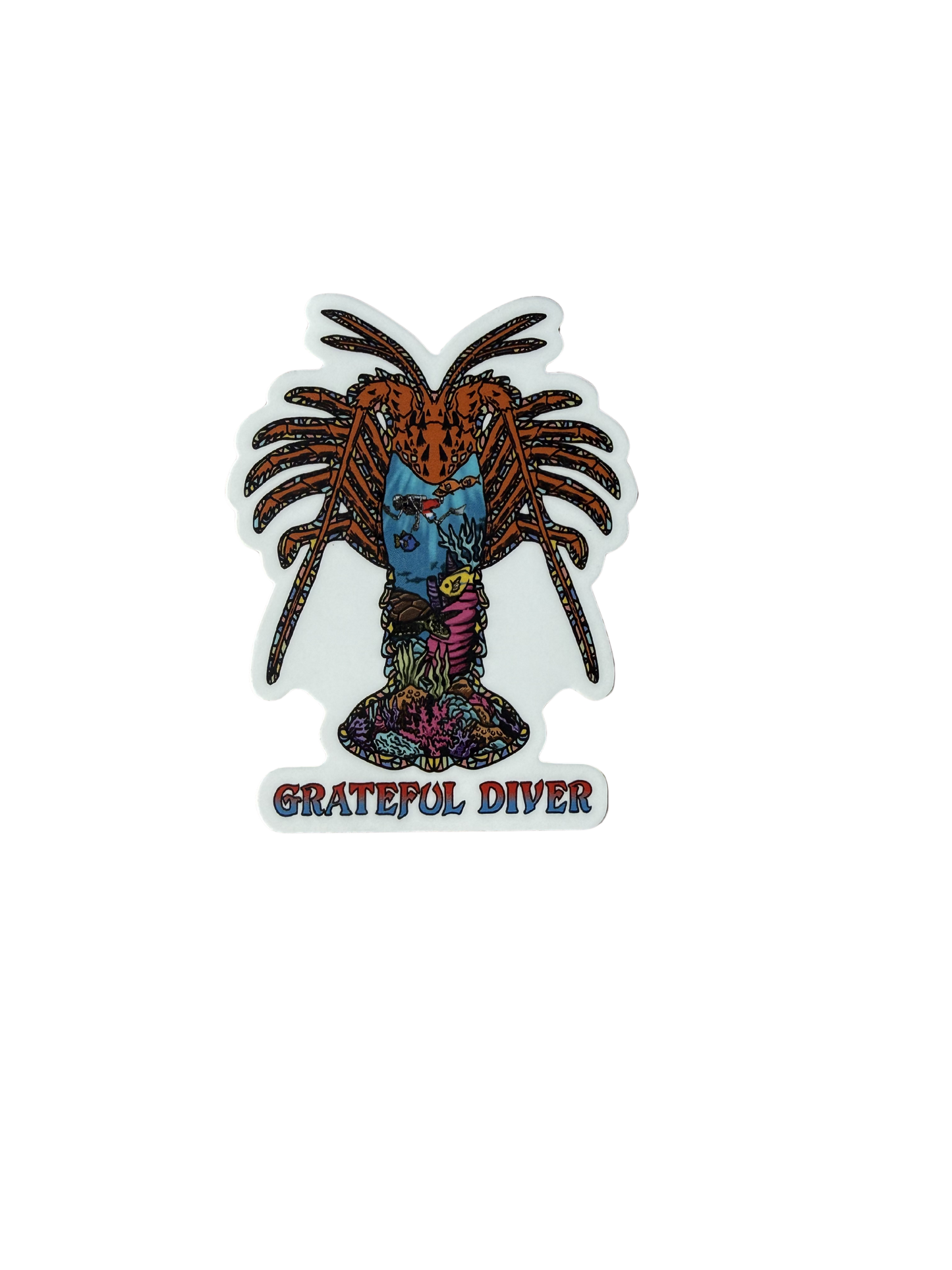 Grateful Diver Psychedelic Lobster Sticker
