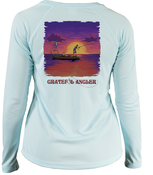 Evening Flats UPF 50+ Women's V-Neck Shirt | Grateful Angler