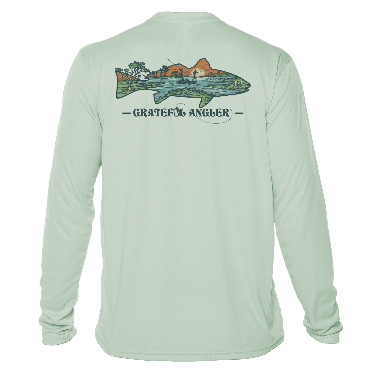 Grateful Angler Tailing Redfish UV Shirt SM / Seagrass