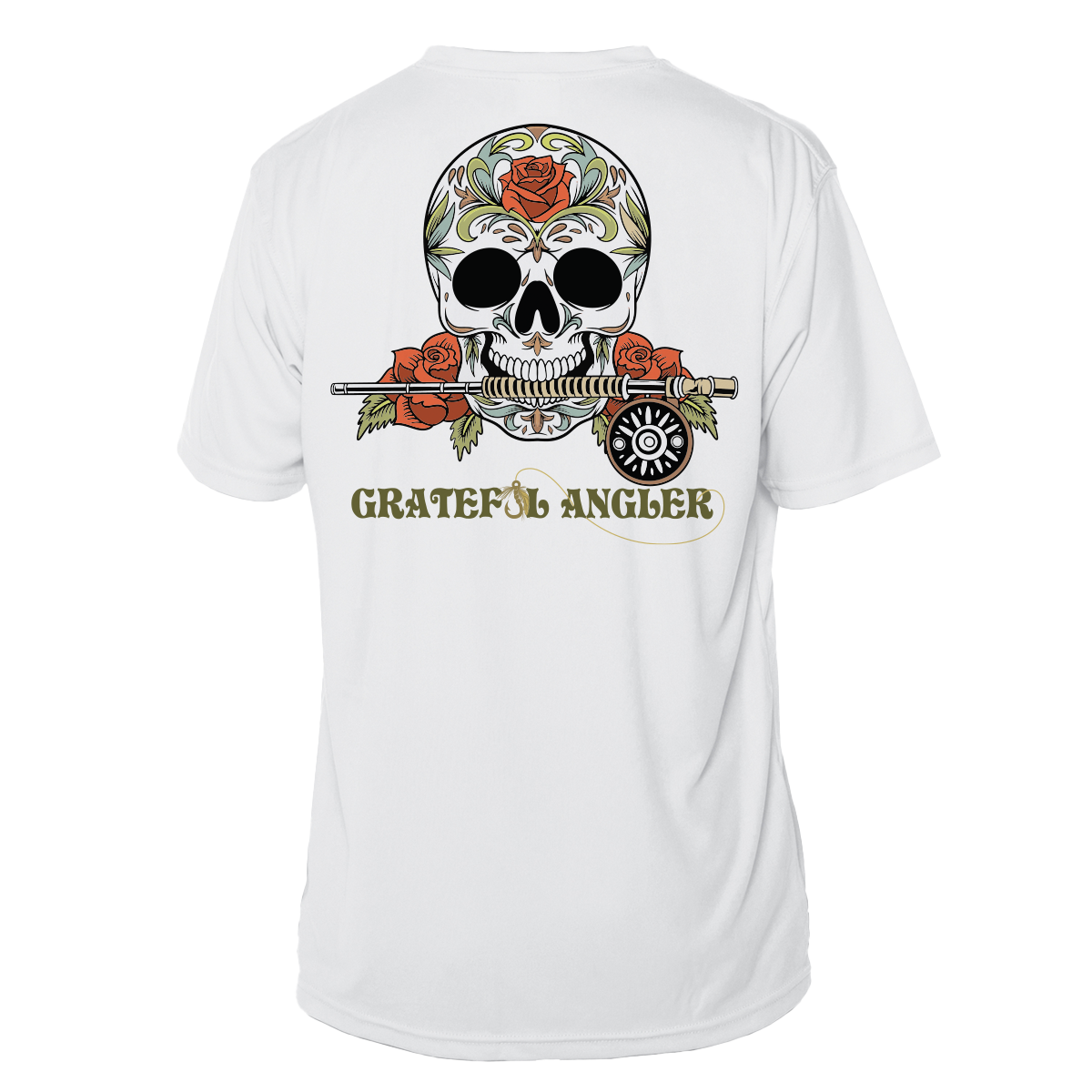 Grateful Angler Fly Fishing Sugar Skull Short Sleeve UV Shirt