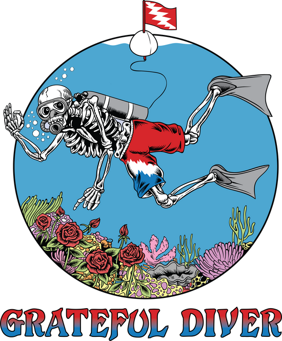 Grateful Diver skeleton diver graphic