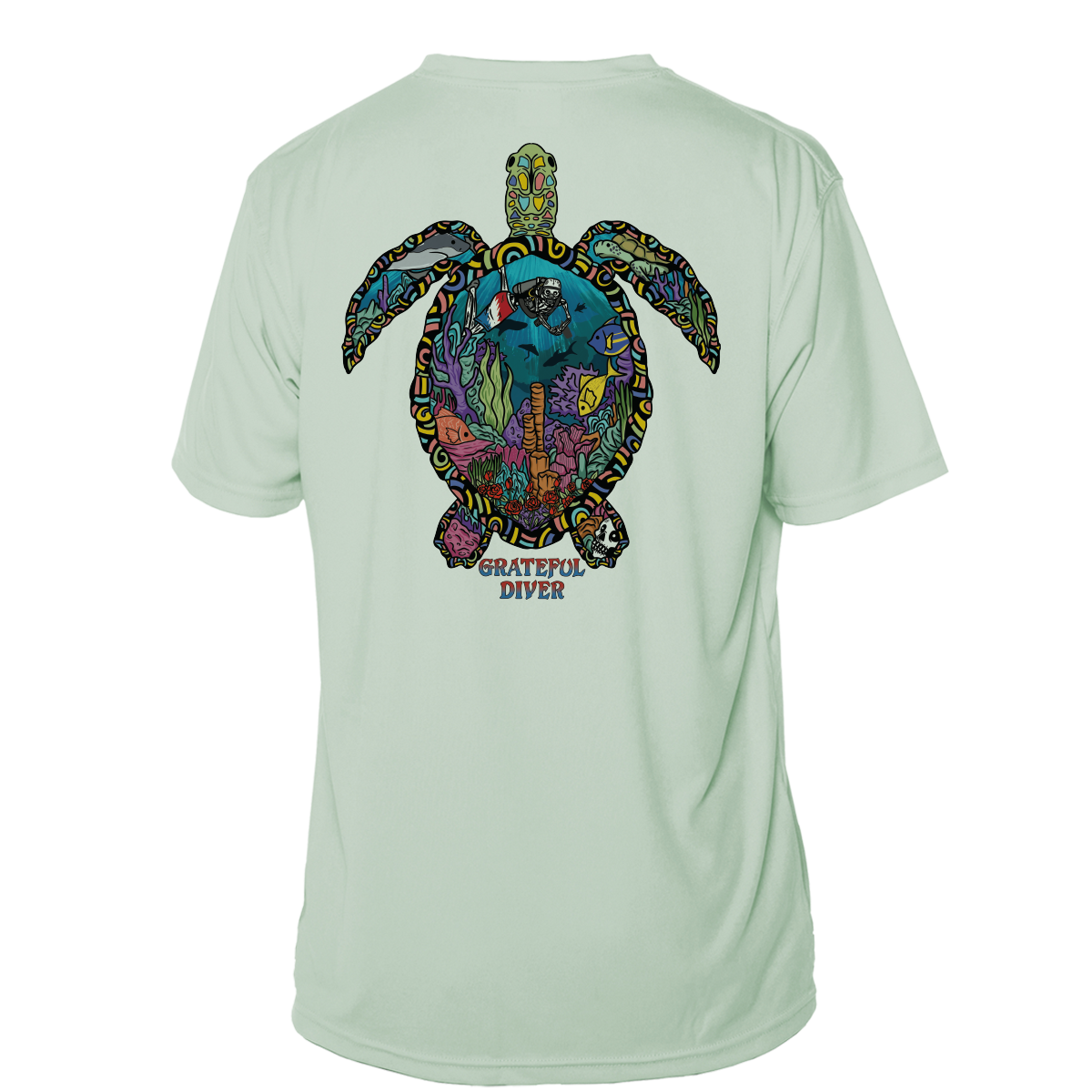 Grateful Diver Psychedelic Turtle Short Sleeve UV Shirt
