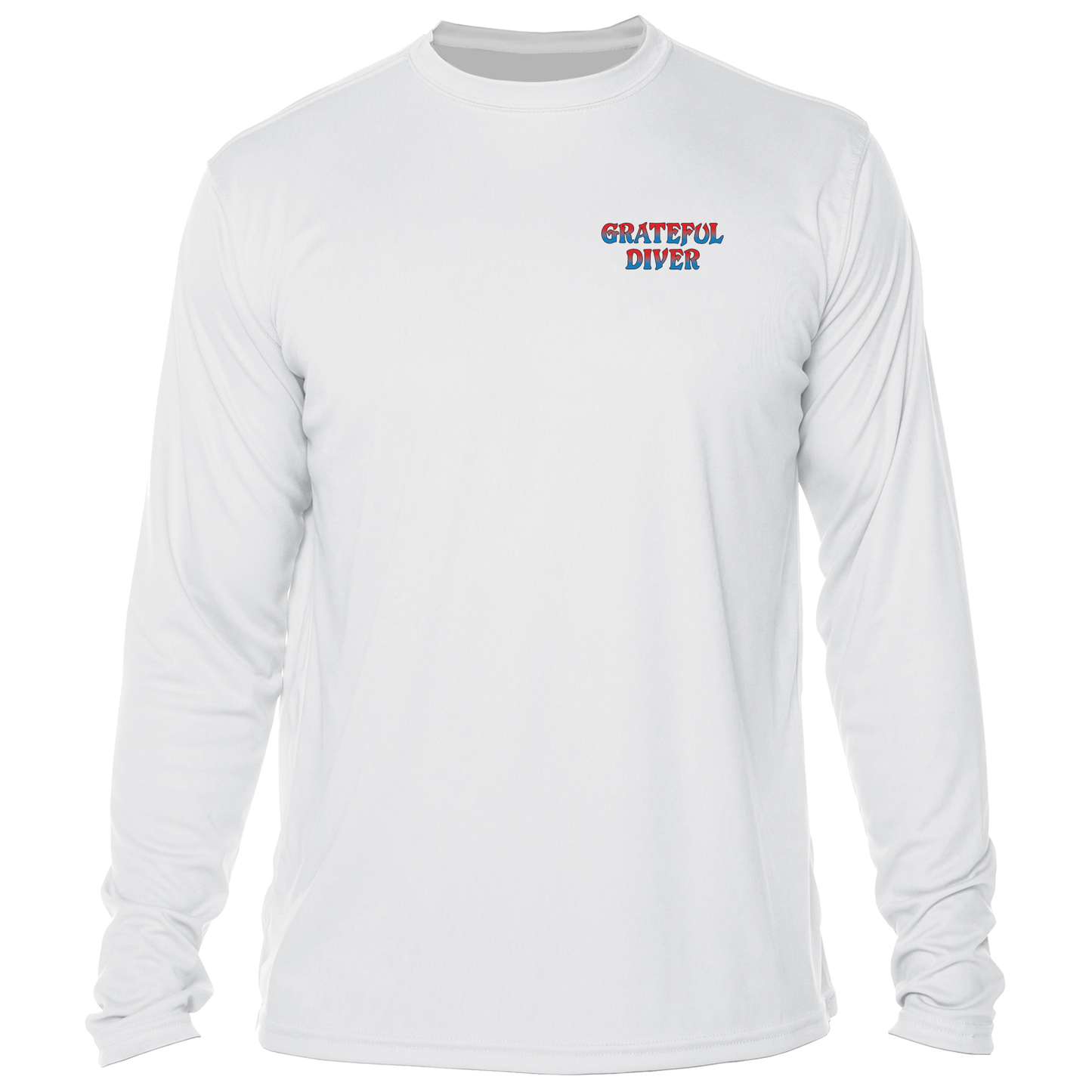 Grateful Diver Sugar Skull UV Shirt in white showing front off figure