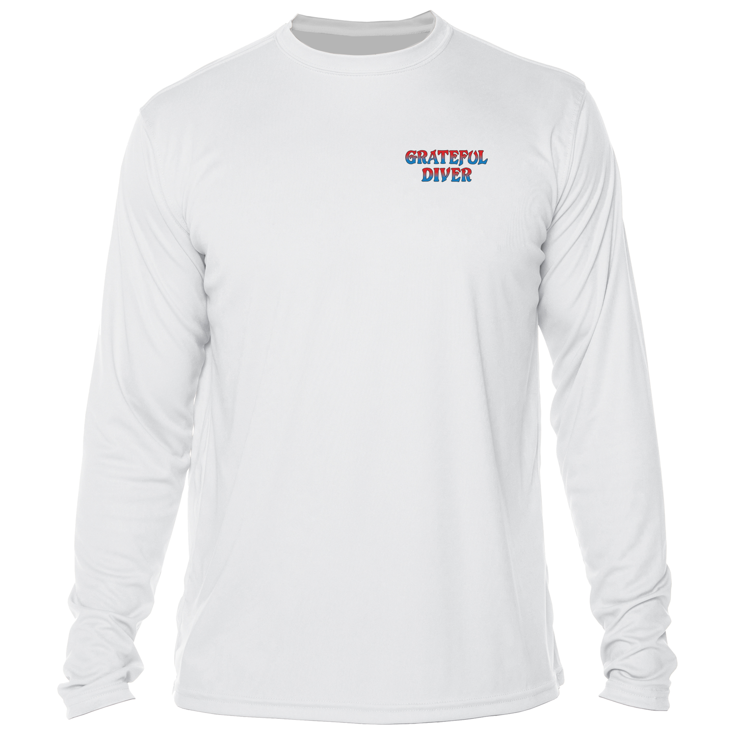 Grateful Diver Classic UV Shirt in white front shot off figure