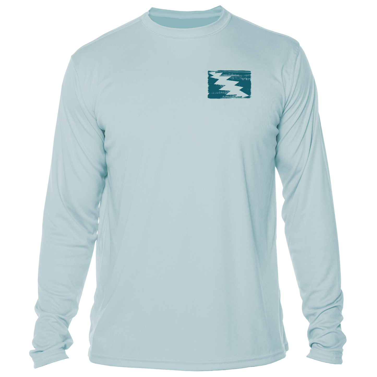 Grateful Diver Dive Tanks UV Shirt in arctic blue front shot off figure
