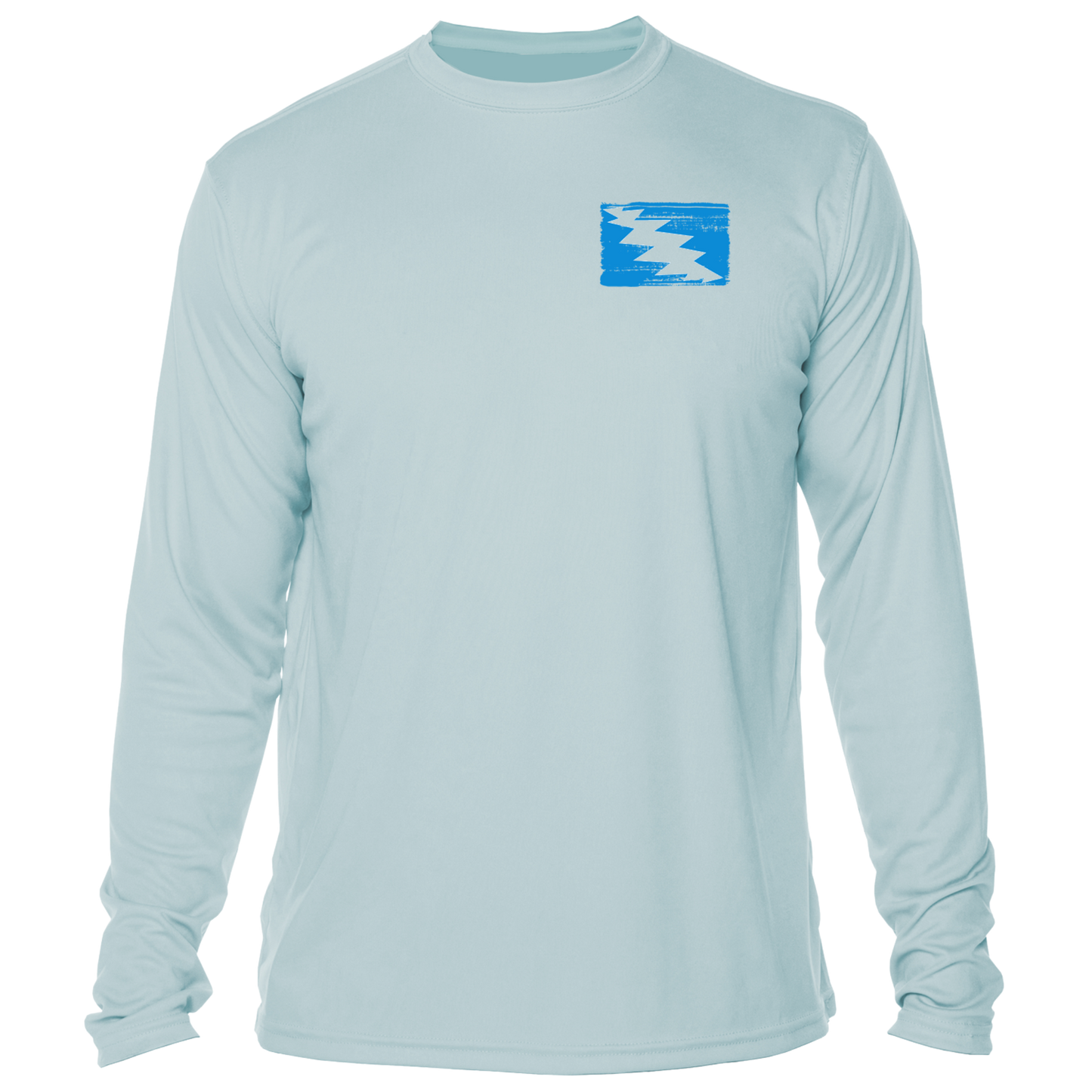 Grateful Diver Artist's Collection by Irina Pushkareva: Caribbean Reef Octopus UV Shirt in arctic blue front shot off figure