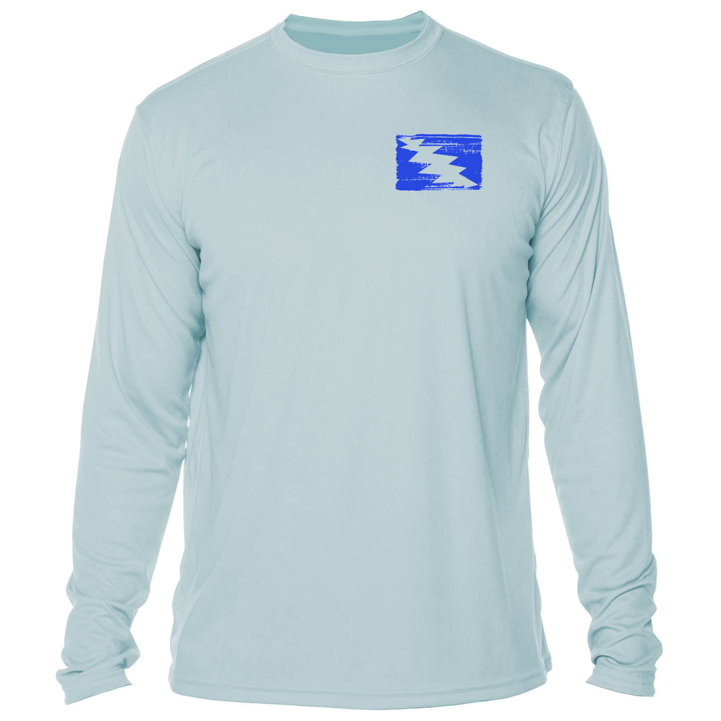 Grateful Diver Artist's Collection by Irina Pushkareva: Hawksbill Turtle UV Shirt in arctic blue front shot off figure