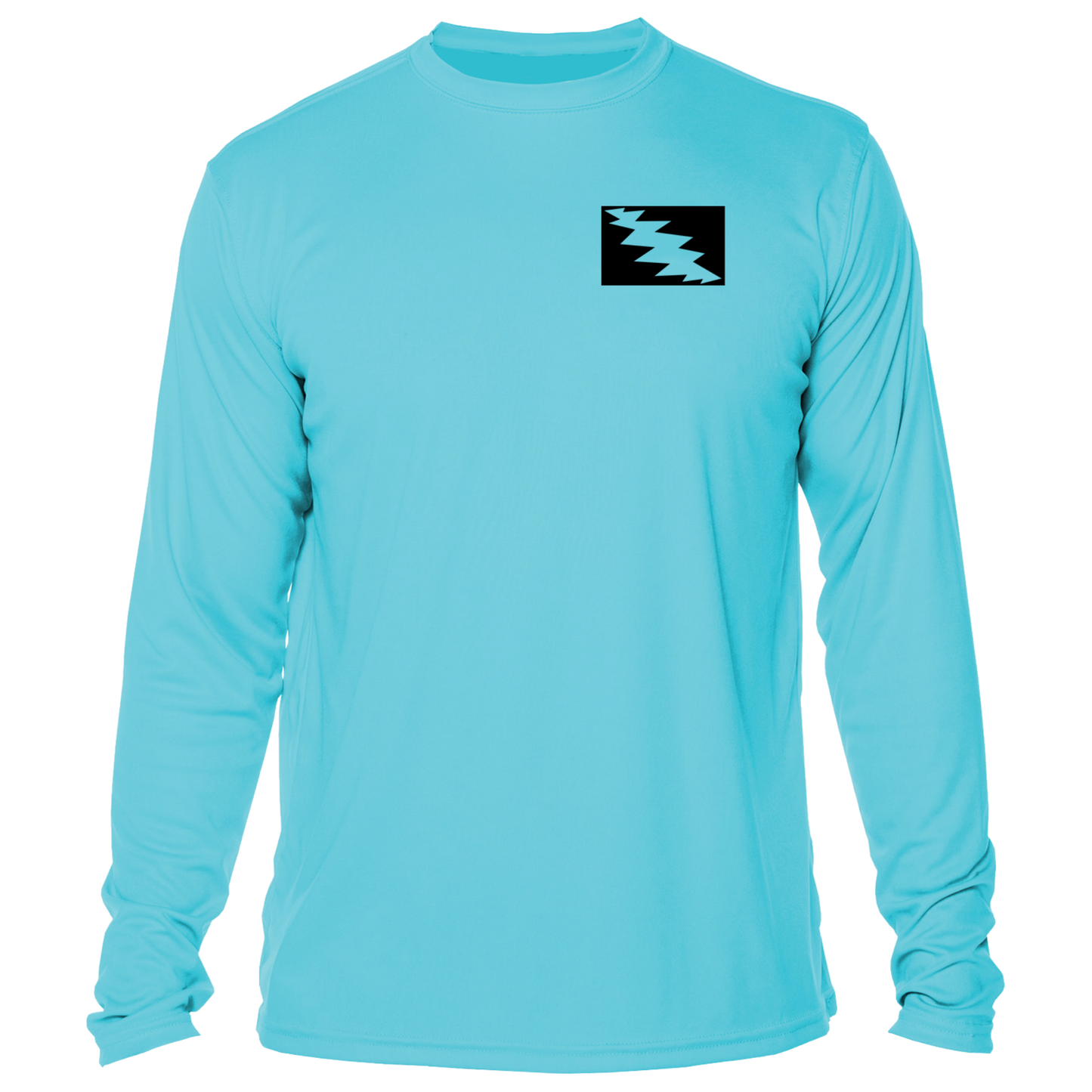 Grateful Diver Palm Tree UV Shirt in water blue showing the front off figure