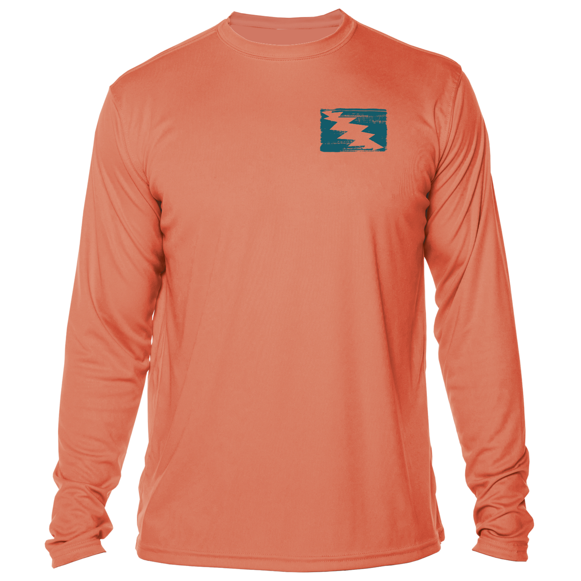 Grateful Diver Dive Tanks UV Shirt in salmon front shot off figure