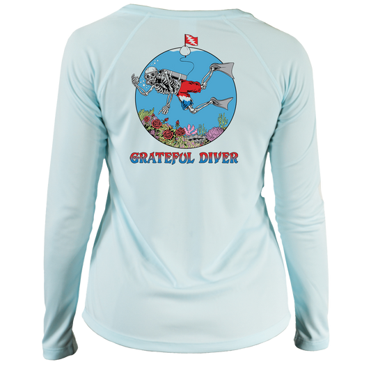 Grateful Diver Skeleton Diver UV Shirt - Women's V-Neck