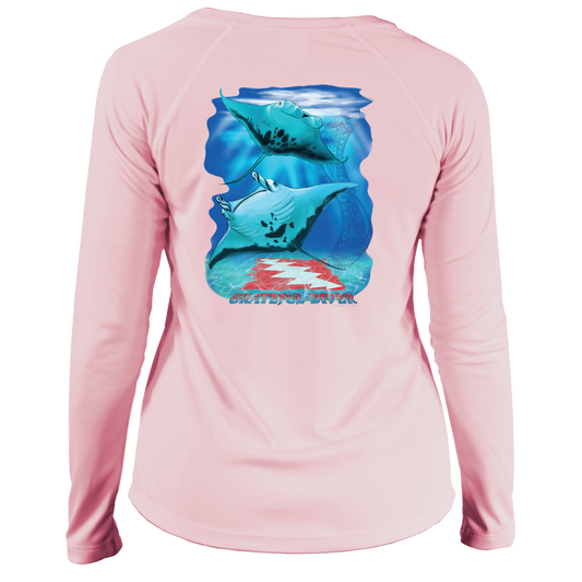 Grateful Diver Aloha Mantas UV Shirt - Women's V-Neck