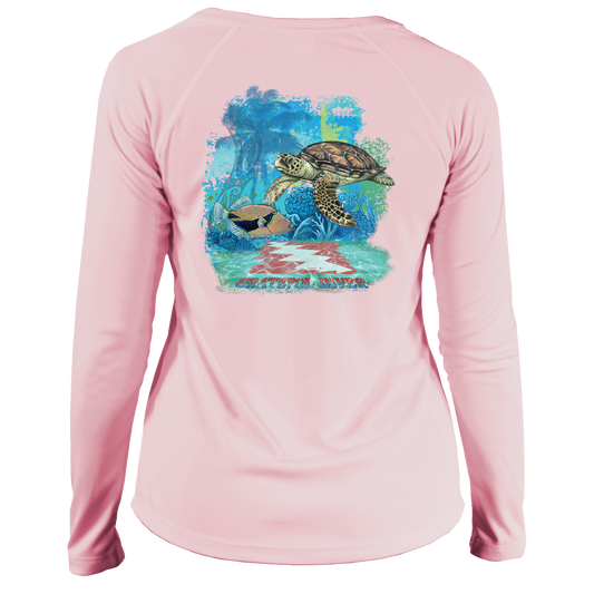 Grateful Diver Aloha Turtle UV Shirt - Women's V-Neck