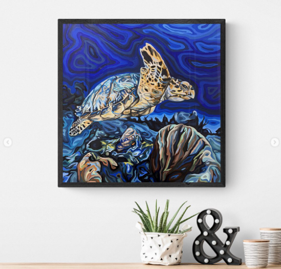 Grateful Diver Artist's Collection by Irina Pushkareva's artwork for the Hawksbill Turtle UV Shirt