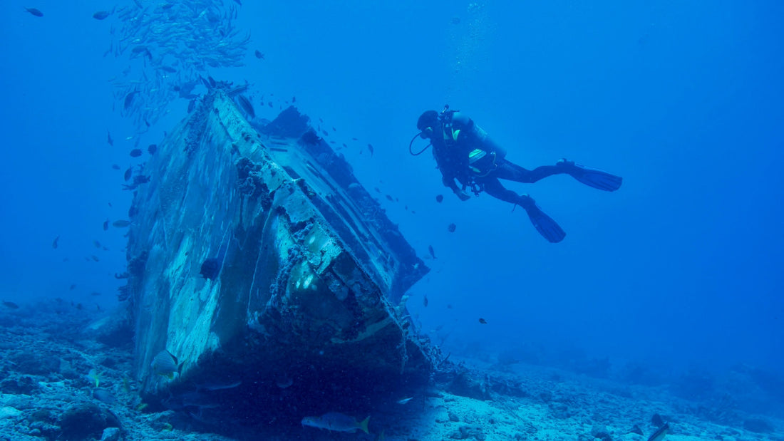 scuba diving with american flag