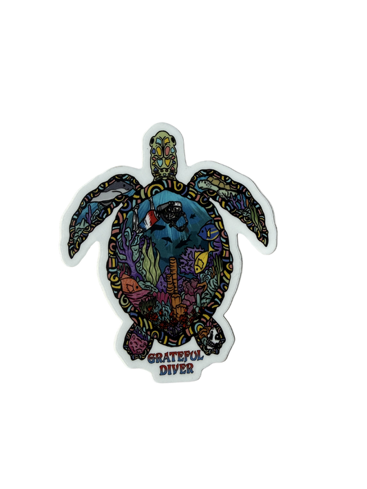Grateful Diver Psychedelic Turtle Sticker