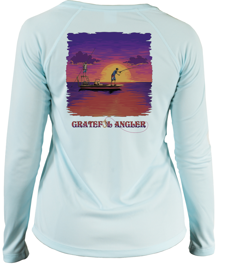 Evening Flats UPF 50+ Women's V-Neck Shirt | Grateful Angler