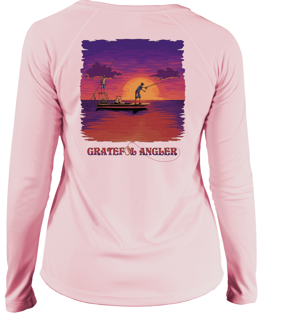 Evening Flats UPF 50+ Women's V-Neck Shirt | Grateful Angler