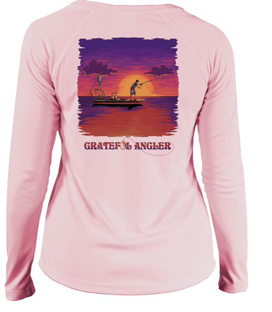 Evening Flats UPF 50+ Women's V-Neck Shirt | Grateful Angler