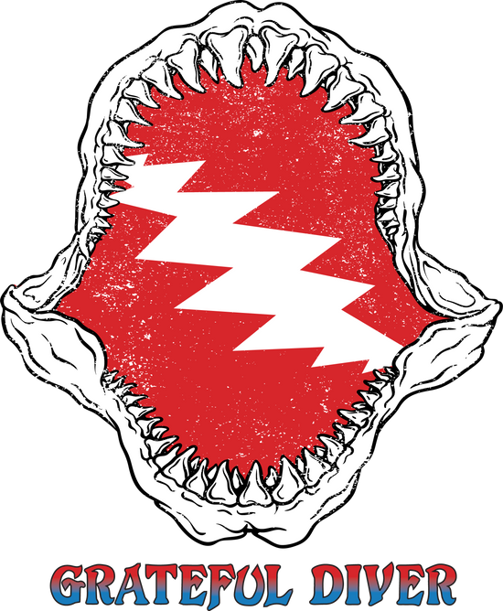 Grateful Diver shark jaw lightning bolt logo