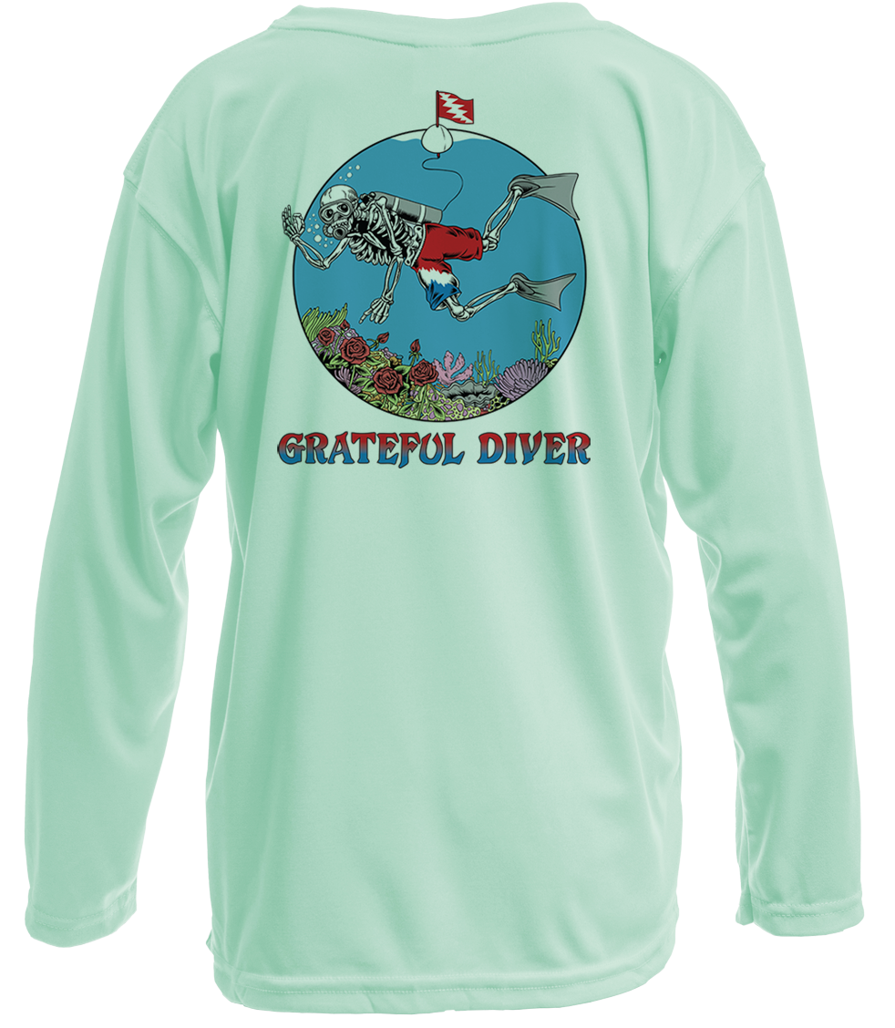 Grateful Diver Skeleton Diver UV Shirt - Youth