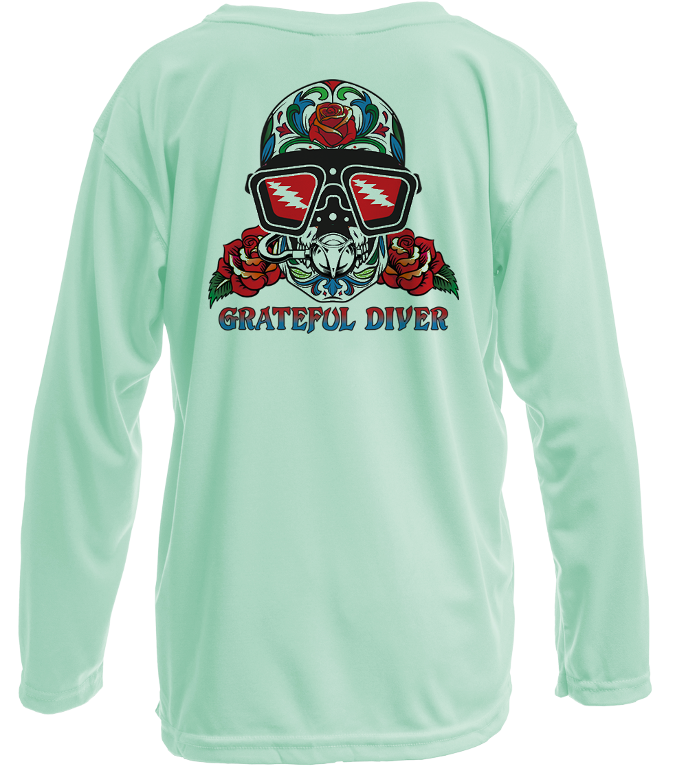 Grateful Diver Sugar Skull UV Shirt - Youth