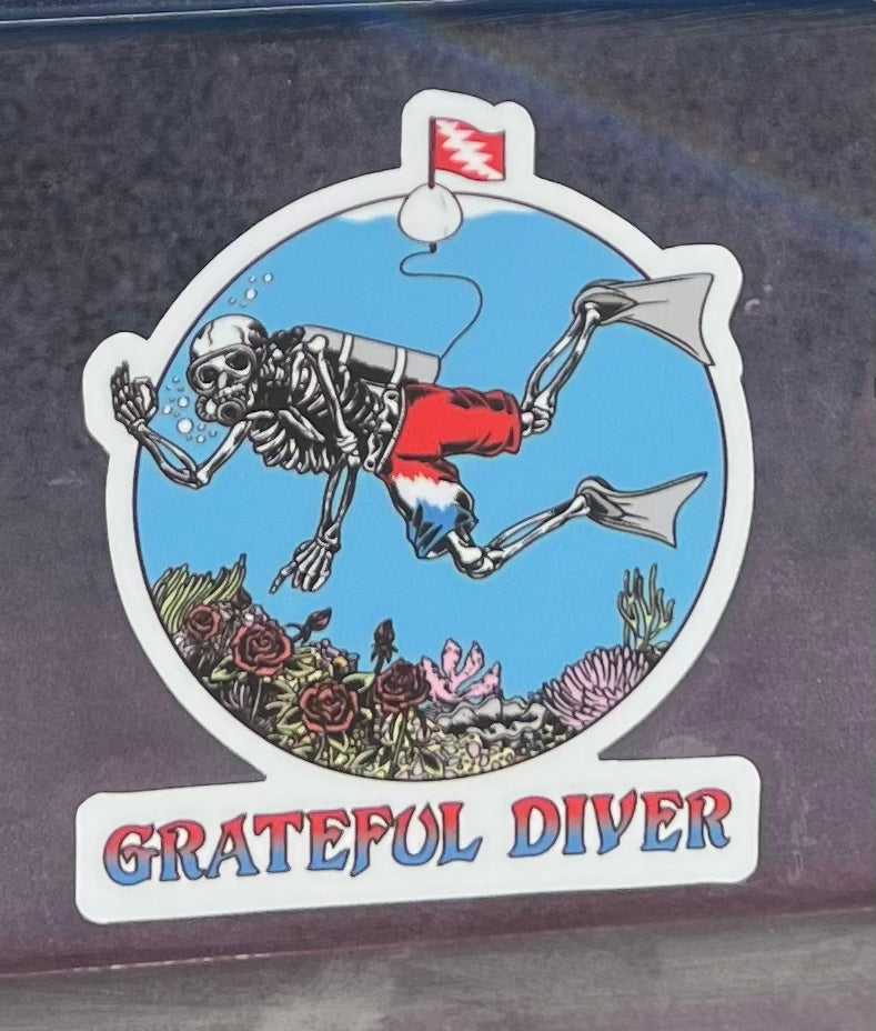 Grateful Diver Skeleton Diver Sticker