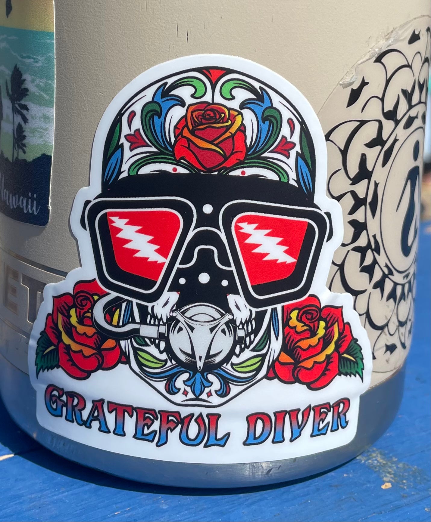 Grateful Diver Sugar Skull Sticker