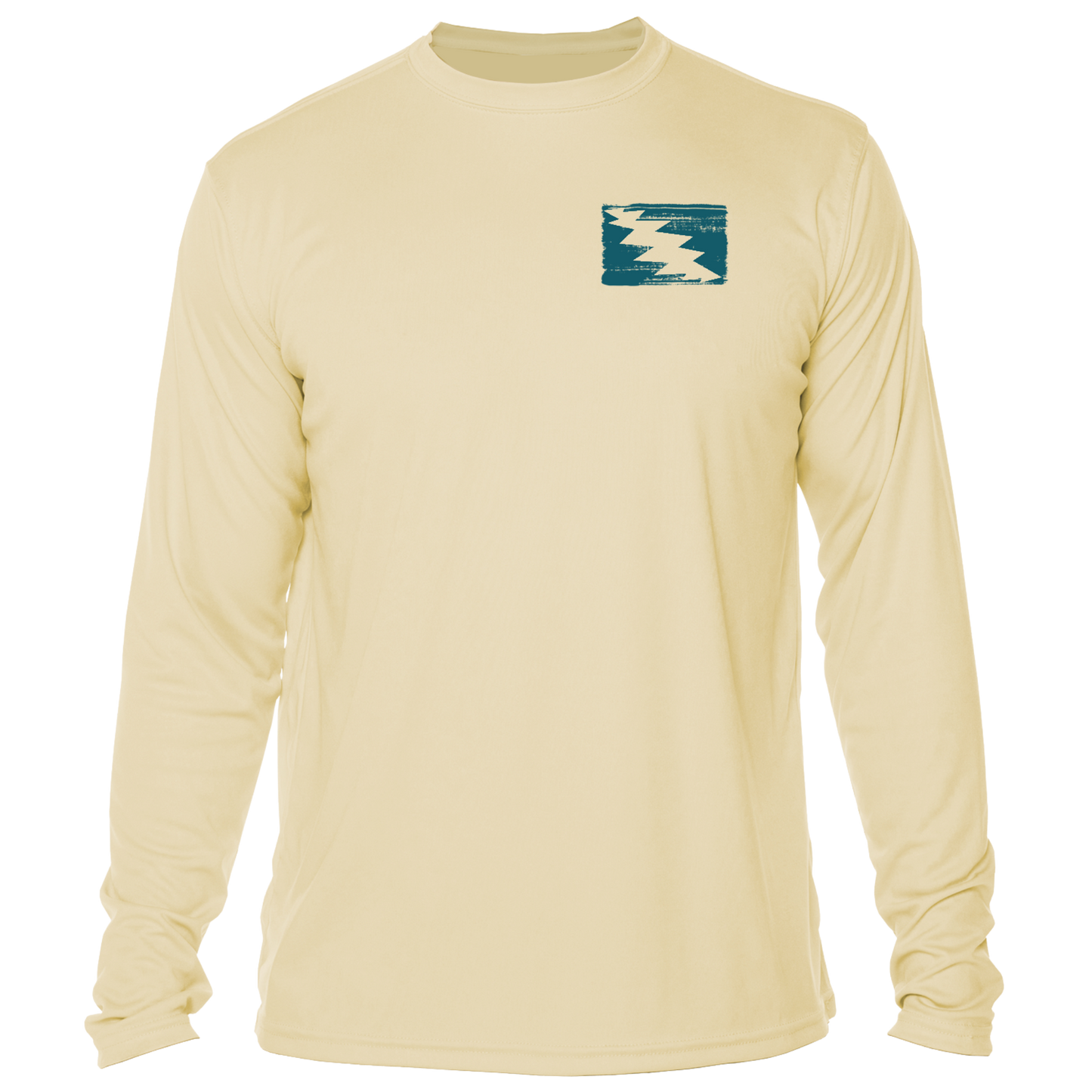 Grateful Diver Dive Tanks UV Shirt in pale yellow front shot off figure