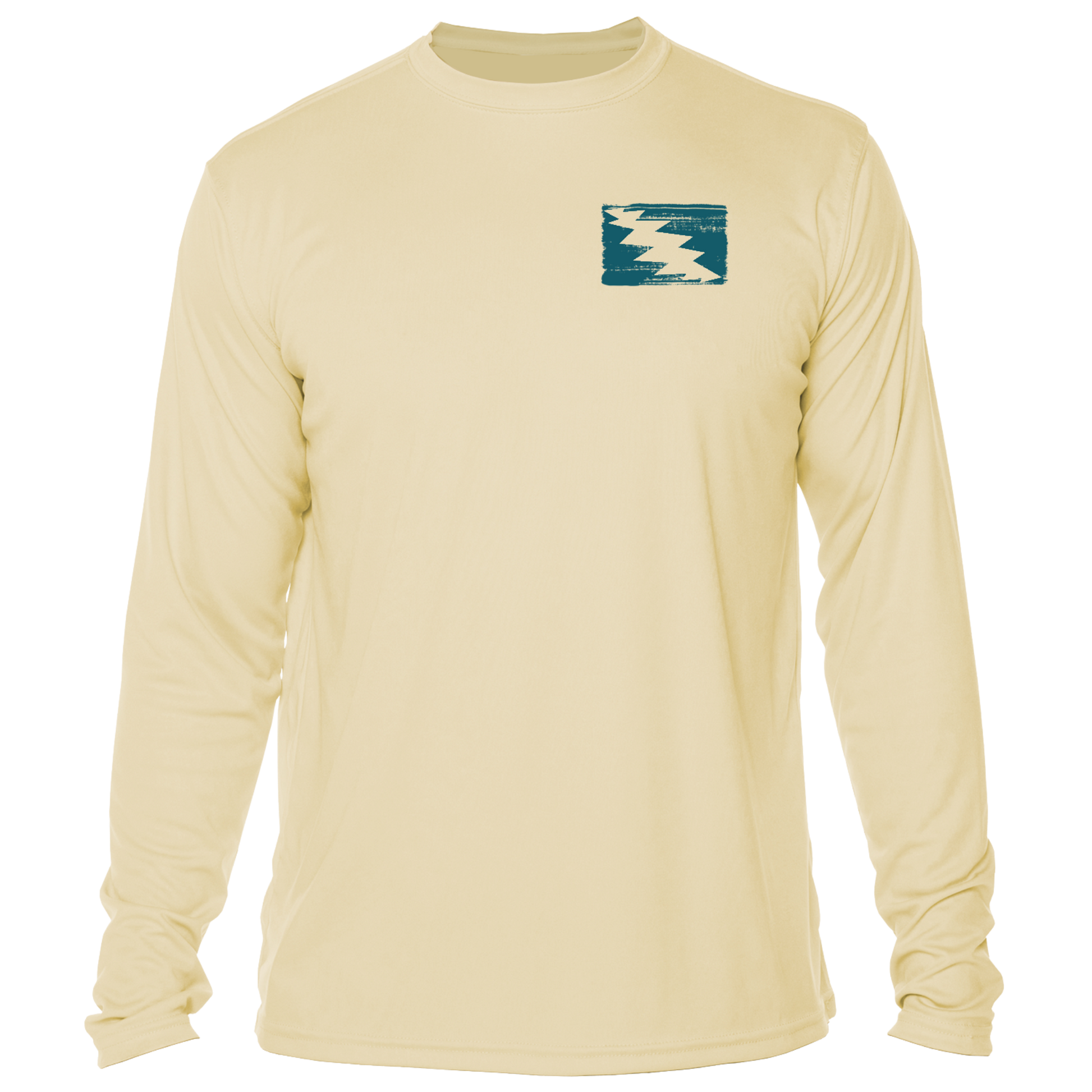 Grateful Diver Dive Tanks UV Shirt in pale yellow front shot off figure
