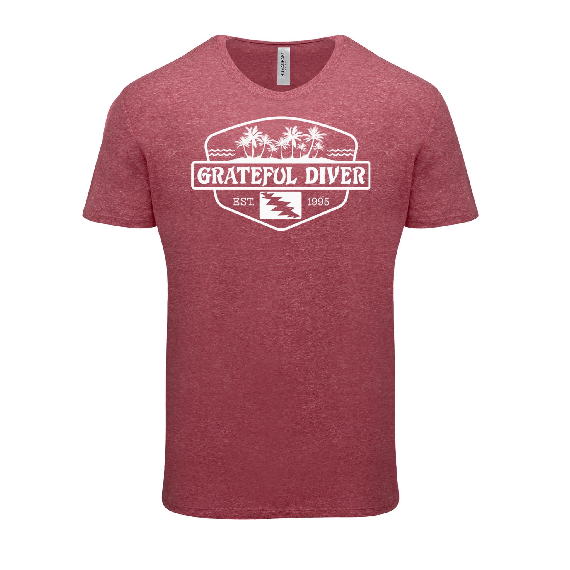 Grateful Diver Palm Island T-shirt in red off figure