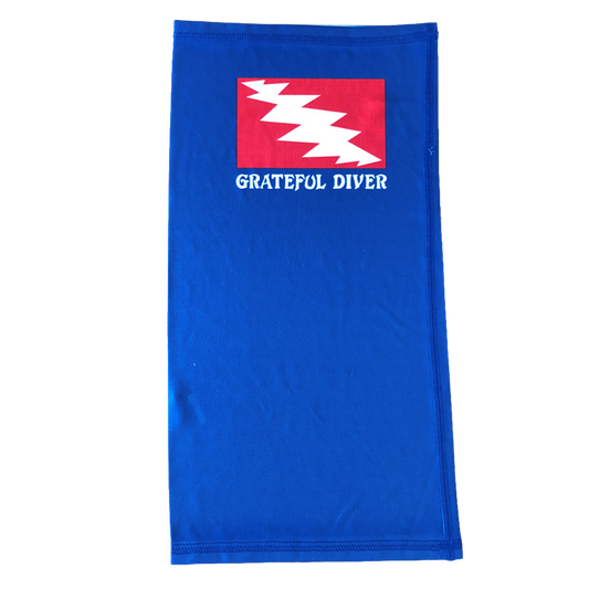 Grateful Diver Classic Dive Flag Neck Gaiter off figure showing lightning bolt logo