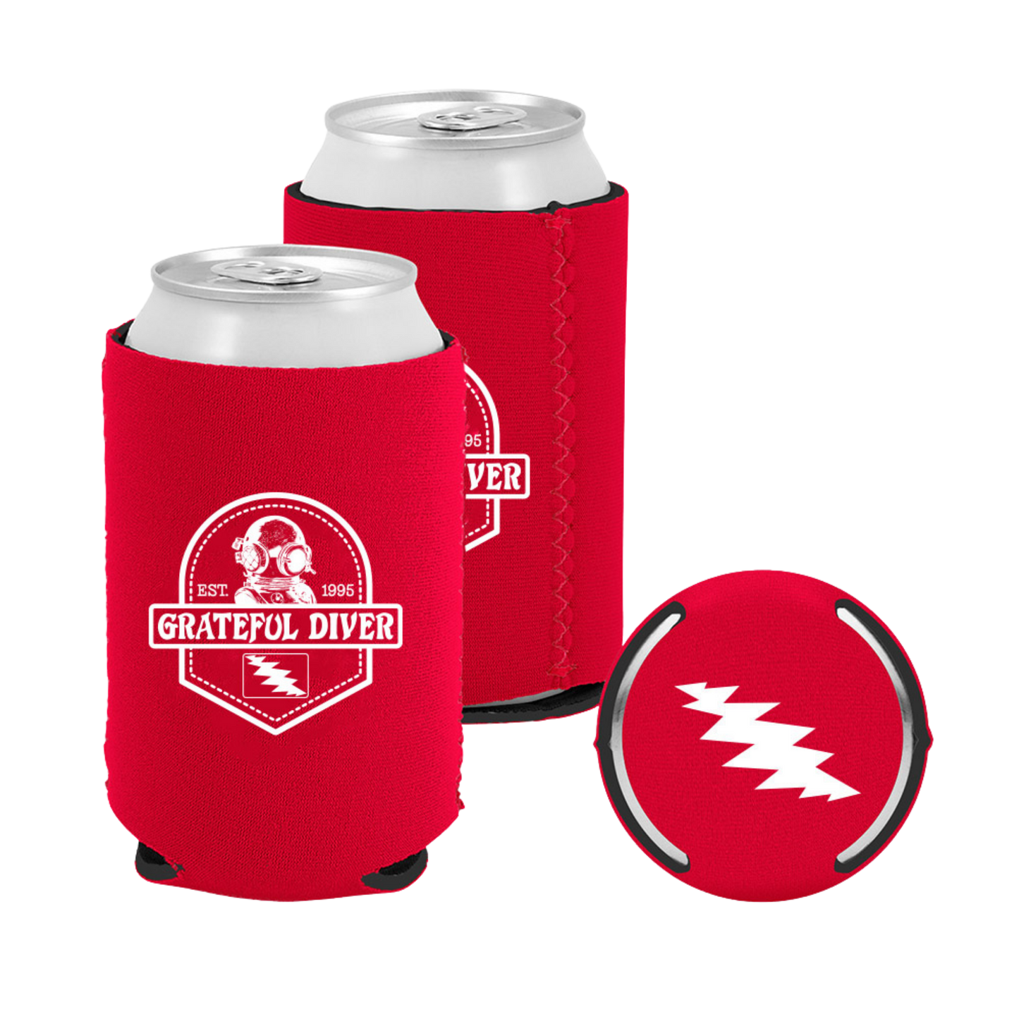 Grateful Diver Dive Can Koozie on white background