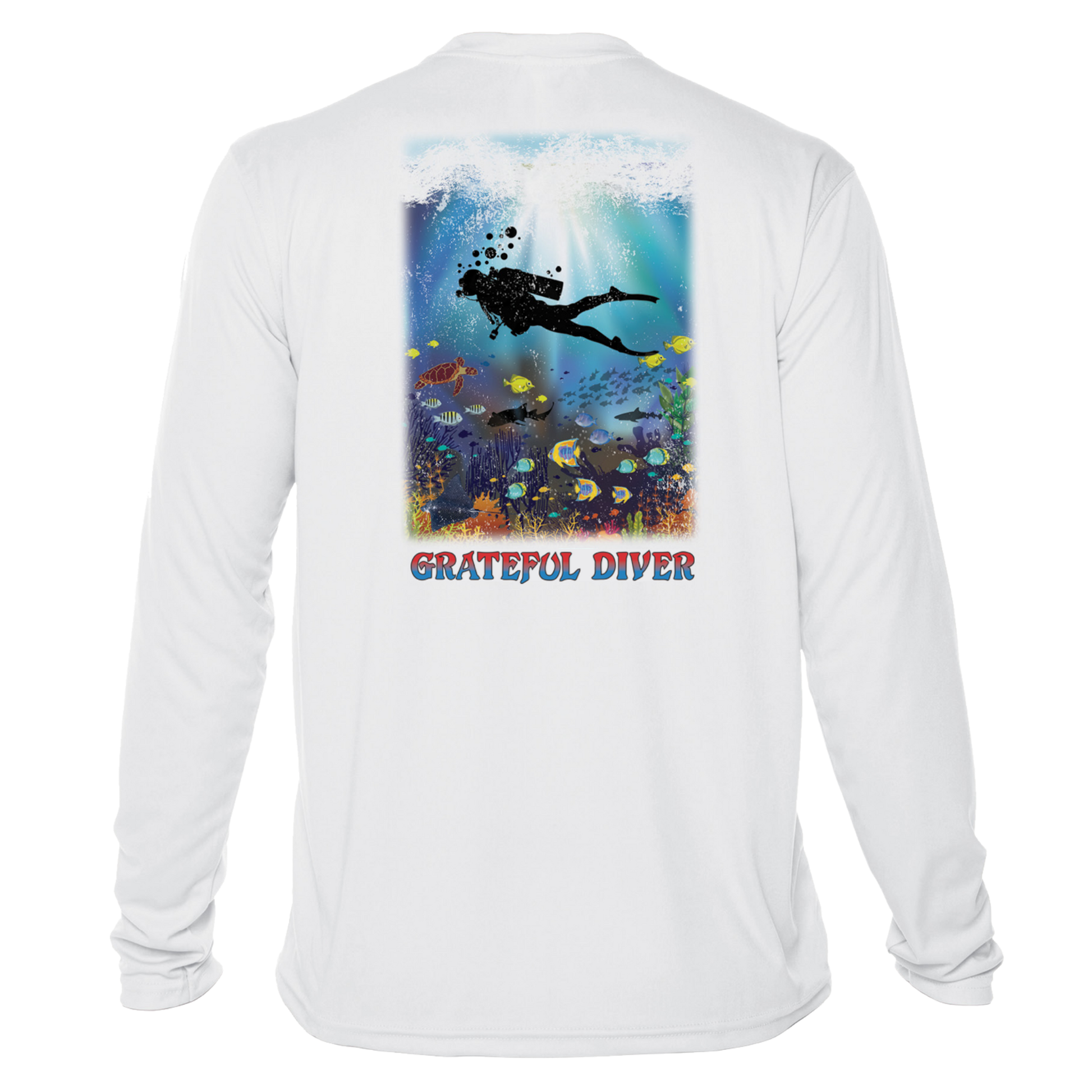 Grateful Diver Reef Diver UV Shirt back in white off figure
