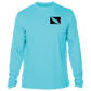 Grateful Diver Palm Tree UV Shirt in water blue showing the front off figure
