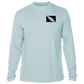 Grateful Diver Palm Tree UV Shirt in arctic blue showing the front off figure
