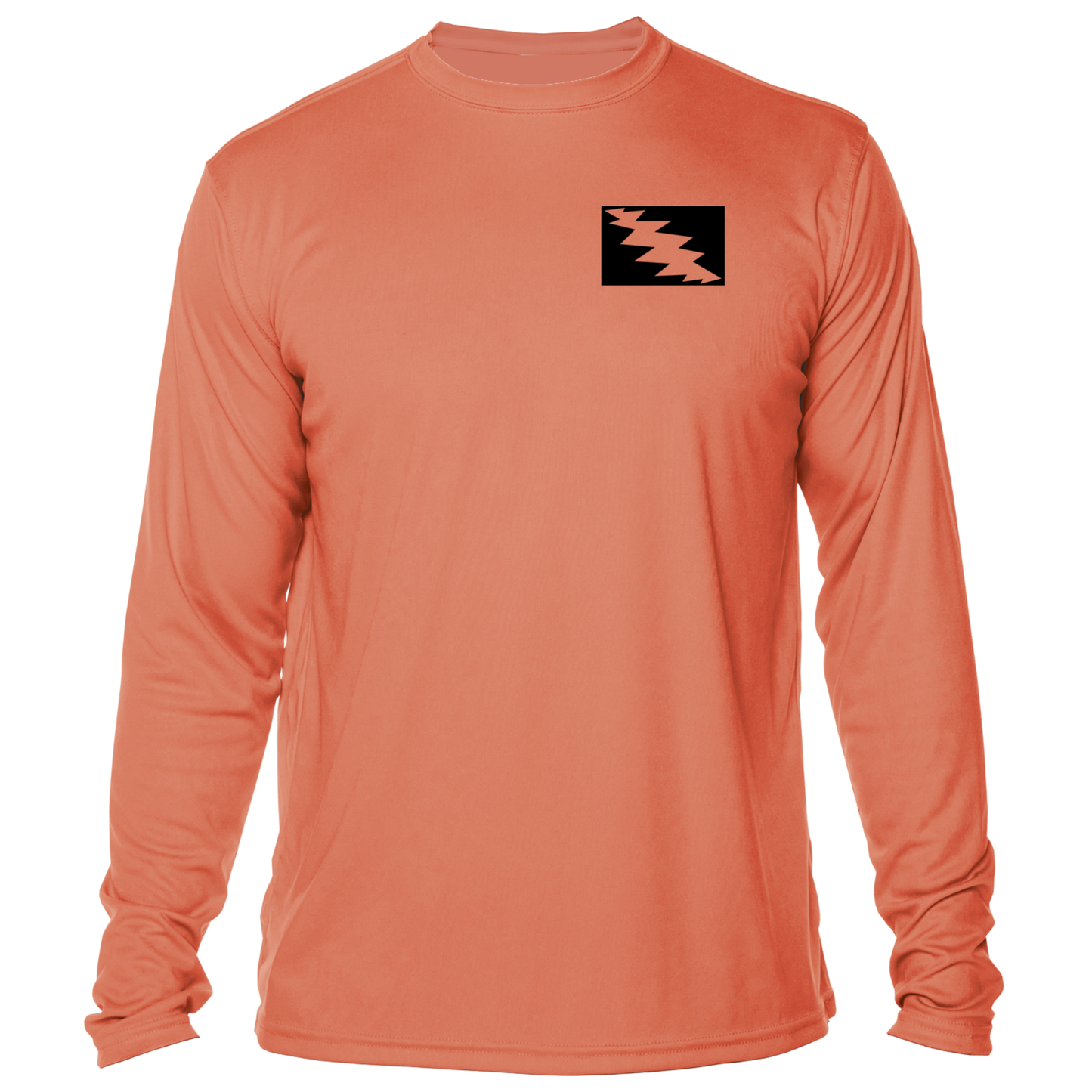 Grateful Diver Palm Tree UV Shirt in salmon showing the front off figure