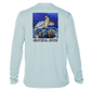 Grateful Diver Artist's Collection by Irina Pushkareva: Hawksbill Turtle UV Shirt in arctic blue back shot off figure