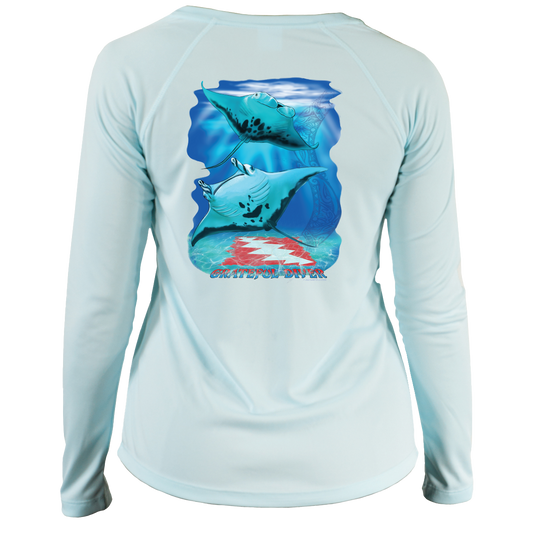 Grateful Diver Aloha Mantas UV Shirt - Women's V-Neck