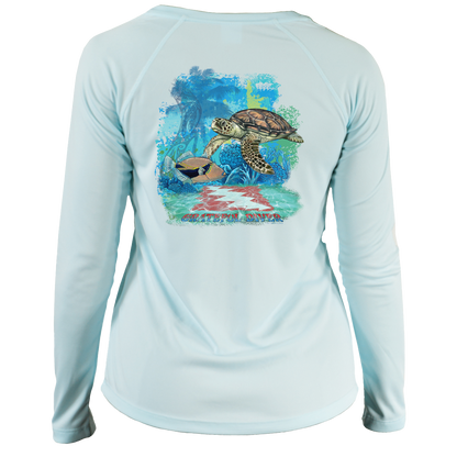 Grateful Diver Aloha Turtle UV Shirt - Women's V-Neck